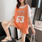 505#200 pounds fat mm large size summer casual sports suit for women new loose short-sleeved shorts student two-piece set