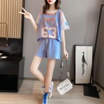 505#200 pounds fat mm large size summer casual sports suit for women new loose short-sleeved shorts student two-piece set