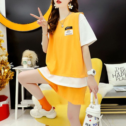 512# short-sleeved shorts sports suit for women 2023 new summer Korean version loose fashion casual two-piece set