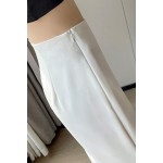 Spot 2023 summer ice silk Korean style suit pants high waist narrow wide leg pants straight thin casual floor mopping pants for women