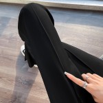 Black ice silk suit micro-flared pants for women 2023 summer new style simple high-waist slim drape nine-point wide-leg pants