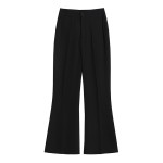 Black ice silk suit micro-flared pants for women 2023 summer new style simple high-waist slim drape nine-point wide-leg pants