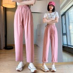 Ice silk narrow wide leg pants for women summer thin 2023 new loose nine-point pants high waist cigarette overalls