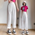 Ice silk narrow wide leg pants for women summer thin 2023 new loose nine-point pants high waist cigarette overalls