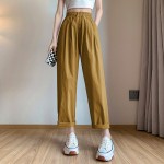 Ice silk narrow wide leg pants for women summer thin 2023 new loose nine-point pants high waist cigarette overalls