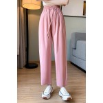 Ice silk narrow wide leg pants for women summer thin 2023 new loose nine-point pants high waist cigarette overalls