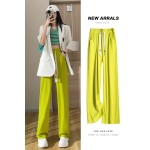 Drawstring wide leg pants for women spring and summer 2023 new high waist drape straight floor mopping casual sports pants