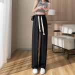 Drawstring wide leg pants for women spring and summer 2023 new high waist drape straight floor mopping casual sports pants