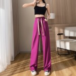 Drawstring wide leg pants for women spring and summer 2023 new high waist drape straight floor mopping casual sports pants