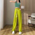 Drawstring wide leg pants for women spring and summer 2023 new high waist drape straight floor mopping casual sports pants