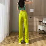 Drawstring wide leg pants for women spring and summer 2023 new high waist drape straight floor mopping casual sports pants