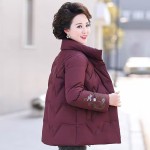 Autumn and winter new style mother's clothing, foreign style embroidered short cotton clothing, middle-aged and elderly age-reducing fashion cotton-padded jackets and thickened jackets