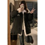 American style detachable fur collar cotton coat for women winter high-end loose thickened bread coat P168