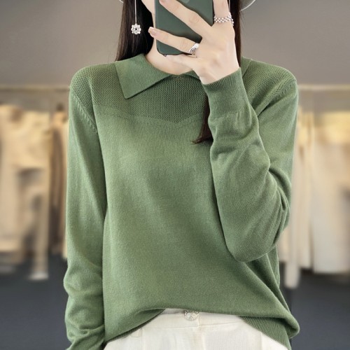 Beautiful hanging clothes, women's sweaters, bottoming shirts, fashionable contrasting colors, soft, gentle, stretchy, sweet and cool Korean version homemade