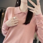 Beautiful hanging clothes, women's sweaters, bottoming shirts, fashionable contrasting colors, soft, gentle, stretchy, sweet and cool Korean version homemade