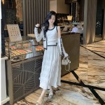 2024 new fashionable style, western style, contrasting color knitted cardigan two-piece set for women's spring tops