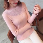 Contrast color chic outfit solid color soft this year's popular fashion clothes knitted sweater autumn Internet celebrity ladies look slim