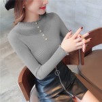 Contrast color chic outfit solid color soft this year's popular fashion clothes knitted sweater autumn Internet celebrity ladies look slim