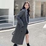 New autumn and winter long Hepburn style suit cashmere coat double-sided woolen coat woolen coat for women