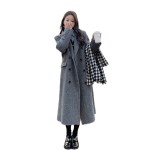 New autumn and winter long Hepburn style suit cashmere coat double-sided woolen coat woolen coat for women