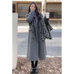 New autumn and winter long Hepburn style suit cashmere coat double-sided woolen coat woolen coat for women