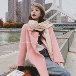 Wind buckle [winter shipment] pink small fresh woolen jacket 199-6799-P185-K268